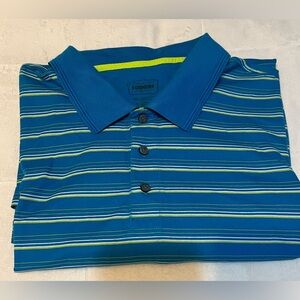The Foundry Supply Co. Men's Blue Polo with Yellow Stripes